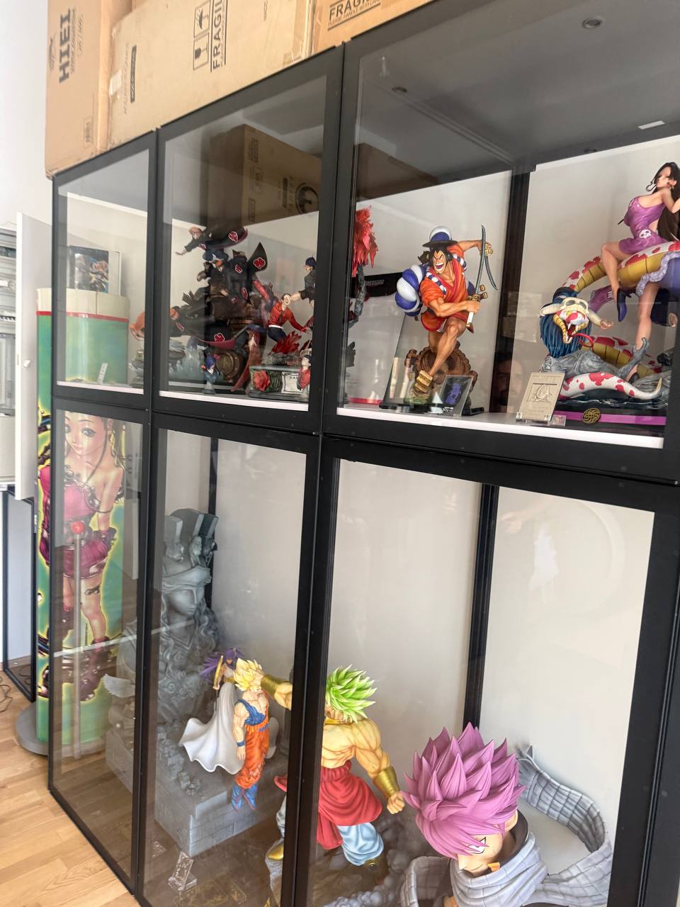 Akatsuki and One Piece vitrine with Luffy, Boa Hancock, Broly
