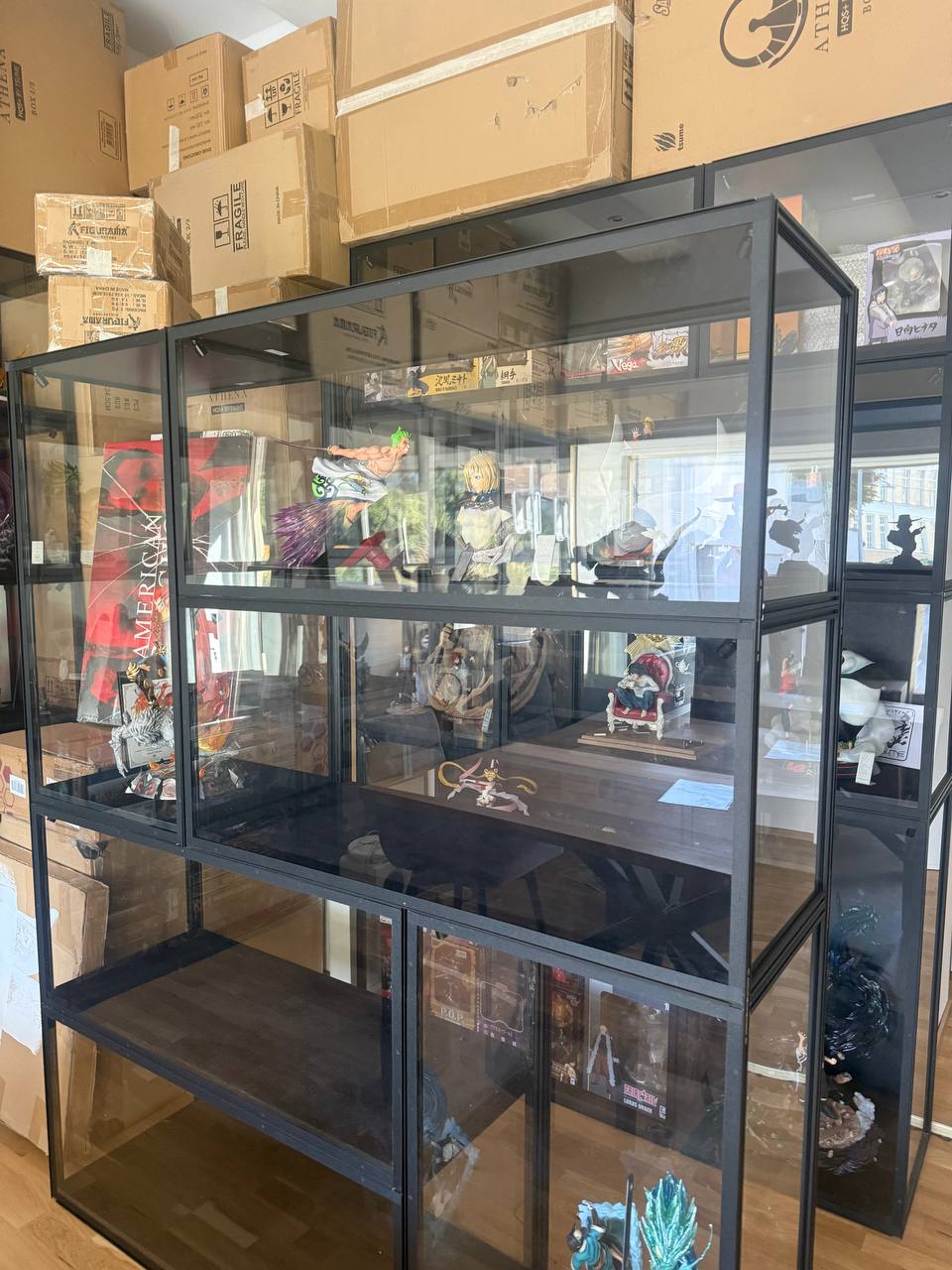 Display vitrines with Zoro and manufacturer boxes