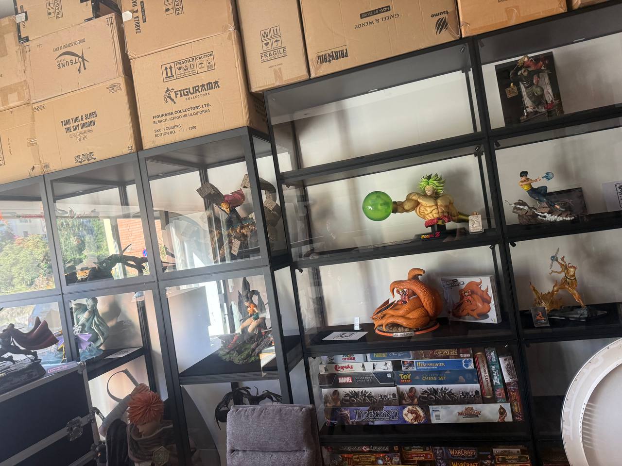 Full collection room with Broly, Kurama, Zabuza Haku and storage boxes